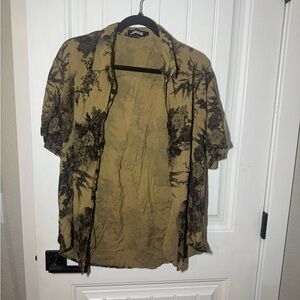 Stylish Tan and Black Floral Men's Shirt